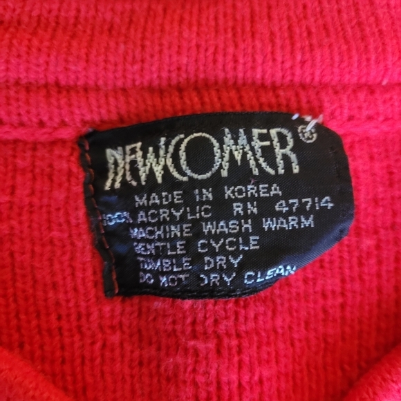Vintage 90s Newcomer Red Classic Cardigan Sweater Women's Large Red - Picture 5 of 10